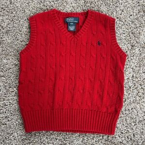 Boys class Polo by Ralph Lauren Red Cable Knit Sweater Vest